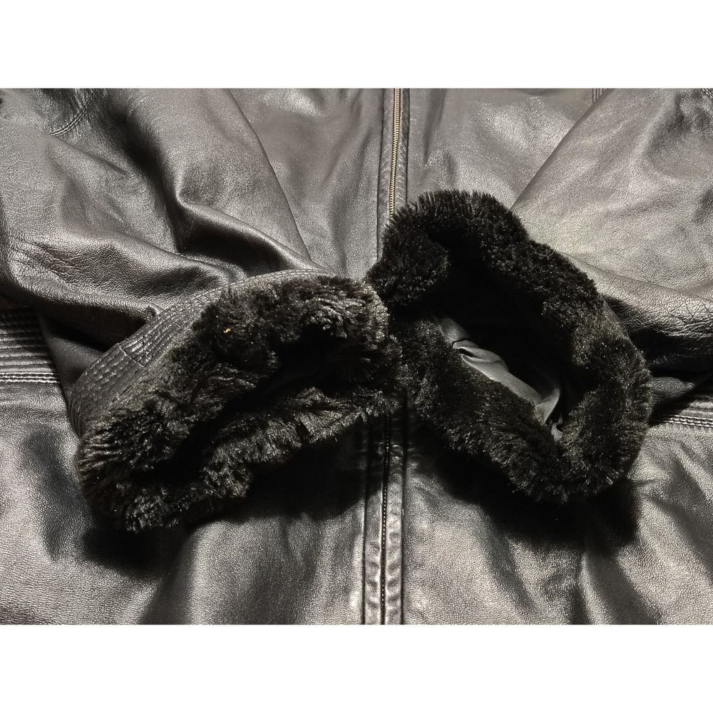 Charles Klein Genuine Leather Jacket & Leather Hood Sz XL + Removable liner Sz M - Picture 2 of 11